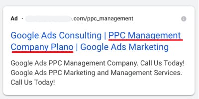 Expanded text ad for Google Ads Consulting.